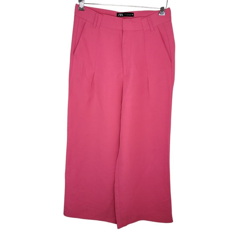 Zara Pink Full Length Wide Leg Trouser Dress Pants Size XS